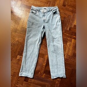 ABERCROMBIE & FITCH 90s Straight Ultra High Rise Denim Blue Jeans Criss Cross 32
